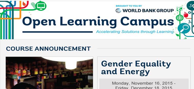 Course Announcement |Gender Equality and Energy Course Announcement |Gender Equality and Energy