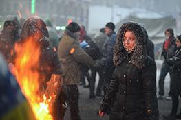 Woman on street in Ukraine
