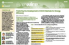 Fostering the Development of ESCO Markets for Energy Efficiency Fostering the Development of ESCO Markets for Energy Efficiency